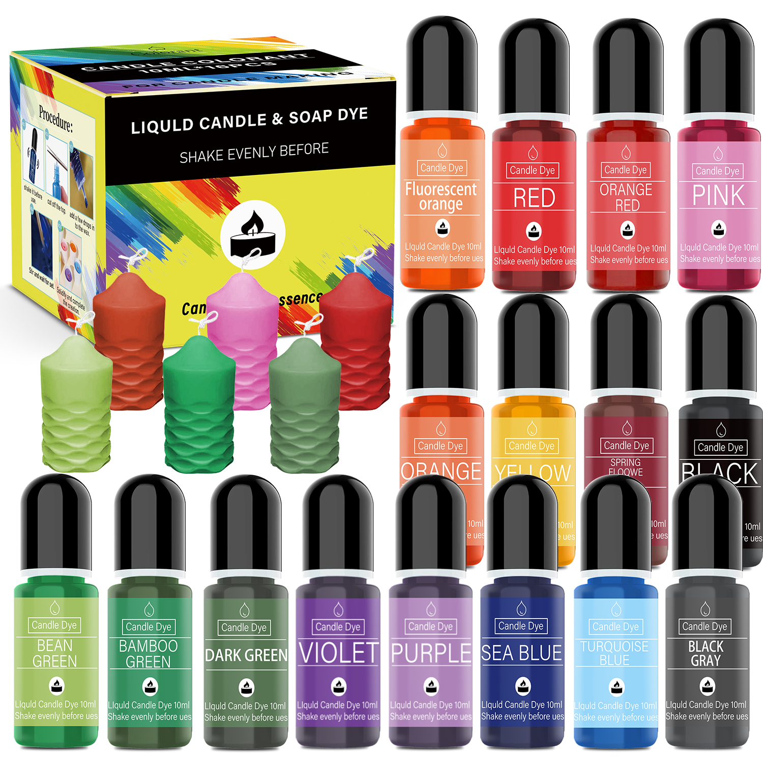 Candle Dyes Kit Liquid Coloran - Soap Making Liquid incelemesi ve fiyatı